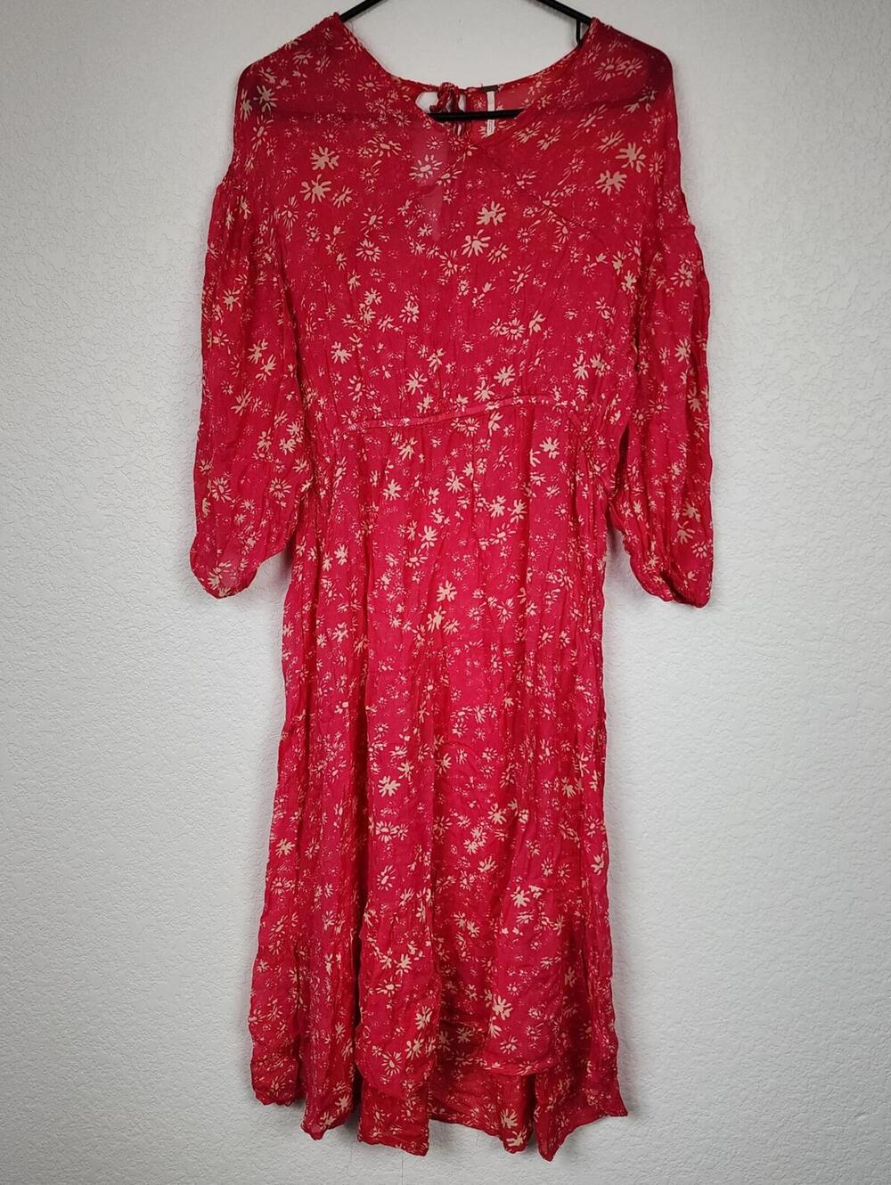 Free People Sheer Pink Floral Midi Dress